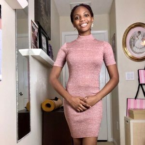 Pink Glitter Sweater Dress